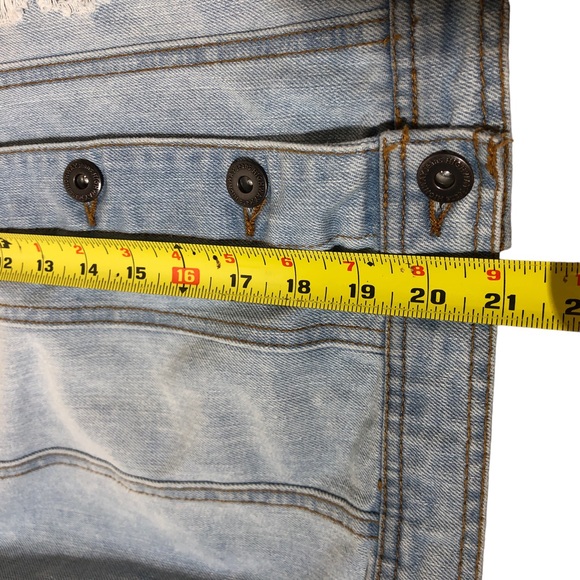 Highway Jeans Denim Jacket Large Button Up Distressed Light Wash Long Sleeve - Picture 8 of 11